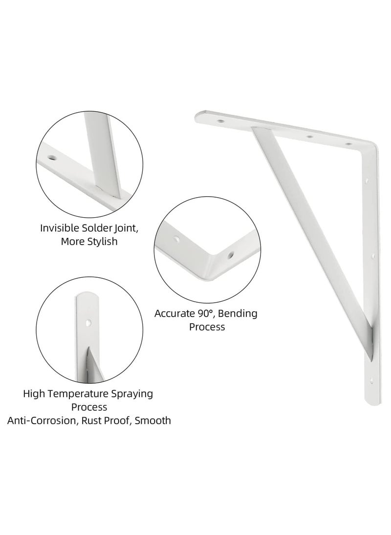 Rubik Shelf Bracket 2pcs (40.64 x 27.94 x 3cm), Heavy Duty Metal Soild Shelf Support Corner Brace Joint Right Angle Bracket (White, 16"x11")  - Image 2