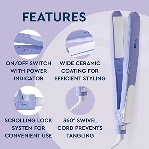 GUBB Professional Hair Straightener For Women & Men | Quick Heat Up Technology with Wide Ceramic Plates | Fuss-Free Flat Iron With Easy Lock System (Purple) - Image 3