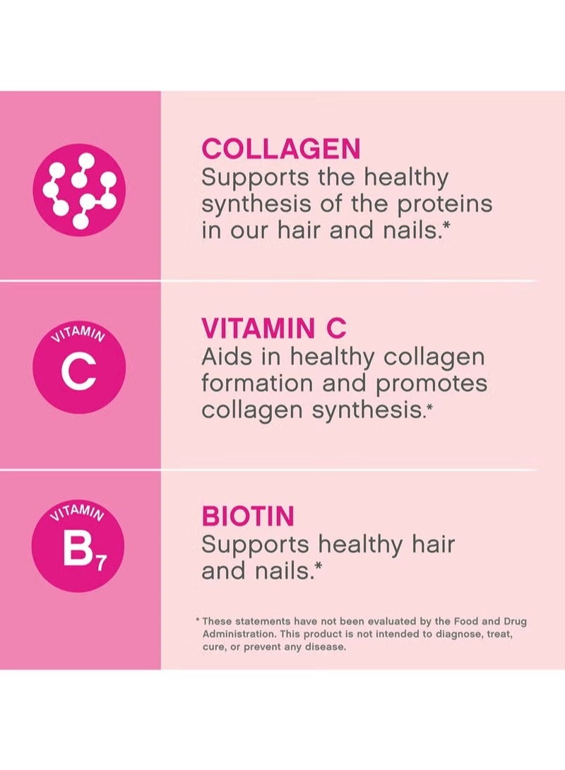 لايفسل ببتيدات الكولاجين الفائقة + فيتامين C وبيوتين، 3 غرام كولاجين لكل حصة، خالي من الغلوتين، يعزز صحة الشعر، البشرة الجميلة، ودعم الأظافر، مكمل غذائي، 60 قرص. - Image 2