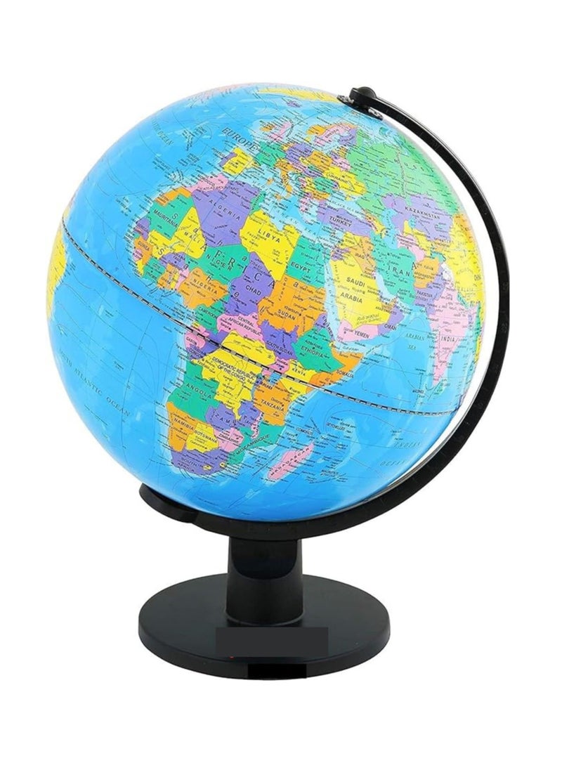 Generic - World Globe Political Map Globe - English Map - Educational;Geographic;Modern Desktop Decoration - Stainless Steel Arc And plastic Base - School, Home,Office FR110(plastic B) - Image 1