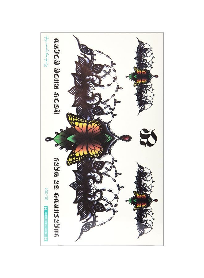 تاتو وينشينتي بتصميم فراشات أصفر/ أسود/ رمادي - Image 1