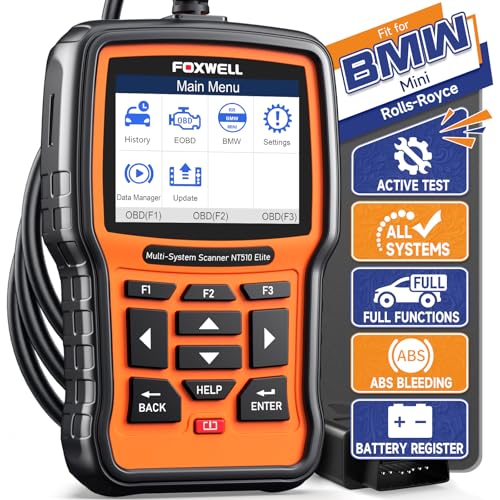 FOXWELL NT510 Elite Scan Tool fit for BMW Scanner Full Diagnostic Tool OBD2 Scanner, All System Bi-Directional Control Code Reader with All Reset Services, Battery Registration Tool fit for BMW Mini - Image 1