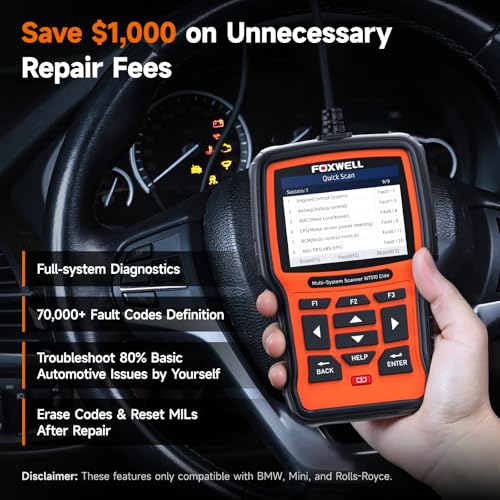 FOXWELL NT510 Elite Scan Tool fit for BMW Scanner Full Diagnostic Tool OBD2 Scanner, All System Bi-Directional Control Code Reader with All Reset Services, Battery Registration Tool fit for BMW Mini - Image 2