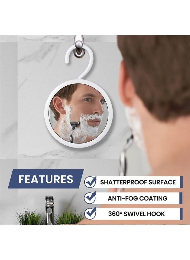 Mirrorvana Hangable Round Fogless Shower Shaving Mirror with 360° Swivel Rotatable Hook for Hanging and Bonus Anti-Fog Spray - Anti Fog Shatterproof Surface 6.7" Diameter  - Image 2