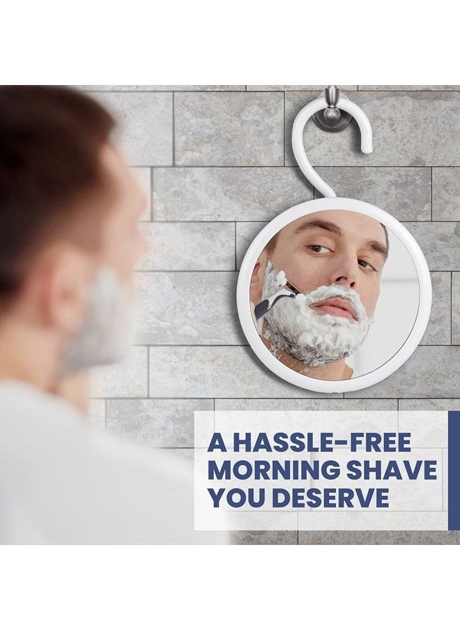 Mirrorvana - Hangable Round Fogless Shower Shaving Mirror with 360° Swivel Rotatable Hook for Hanging and Bonus Anti-Fog Spray - Anti Fog Shatterproof Surface 6.7" Diameter - Image 1