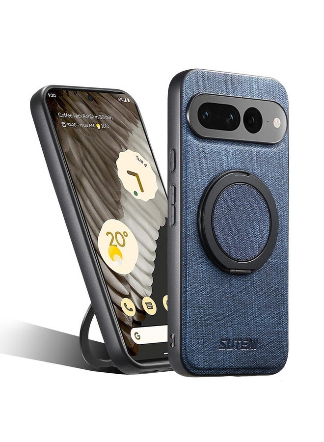 HuHa Case Cover For Google Pixel 7 Pro Suteni G3 360 Rotation Holder MagSafe Denim Leather Back Phone Case(Blue) - Image 1