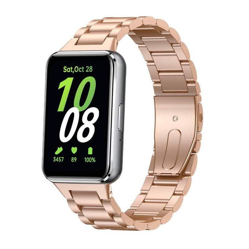 Adjustable Stainless Steel Link Smartwatch Band Compatible with Samsung Galaxy Watch with Fit Replacement Strap Silver - Image 5