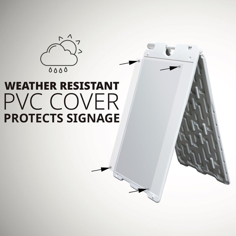 Jumbl Outdoor A-Frame Sandwich Signboard 24â€ x 36â€ Display Surface â€“ w/PVC Sign Protector & Sand Fill Holes â€“ Duel Display Signage Stand for Storefront Sidewalk Curb (White) - Image 3