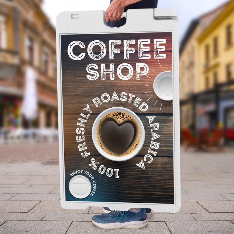 Jumbl Outdoor A-Frame Sandwich Signboard 24â€ x 36â€ Display Surface â€“ w/PVC Sign Protector & Sand Fill Holes â€“ Duel Display Signage Stand for Storefront Sidewalk Curb (White) - Image 5