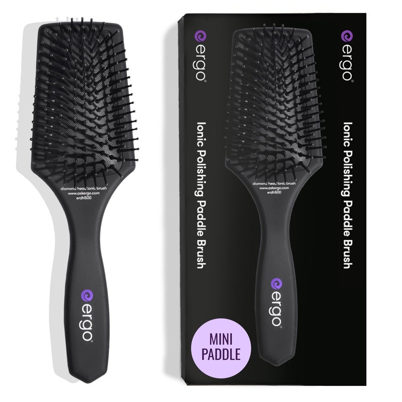Ergo Mini Ionic Polishing Paddle Brush  Small Detangling Hair Brush for Wet  Dry Use  Professional Hair Care Styling Tool ER500