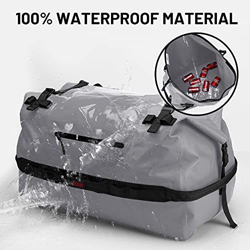 MIER Large Waterproof Duffel Bag Rolltop Dry Backpack Duffle Bags for Kayaking, Rafting, Boating, Swimming, Camping, Travel, Gym, Beach, 60L, Gray - Image 5