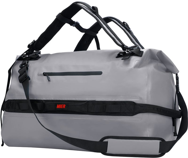 MIER Large Waterproof Duffel Bag Rolltop Dry Backpack Duffle Bags for Kayaking, Rafting, Boating, Swimming, Camping, Travel, Gym, Beach, 60L, Gray - Image 1