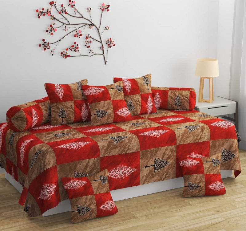 BELVOSTUM Diwan Set | Diwan Bedsheet Set of 8 Pieces | Diwan Set with 1 Single Bedsheet, 2 Bolster Cover, 5 Cushion Covers | 100% Microfiber for Living Room Dining Hall - Image 5