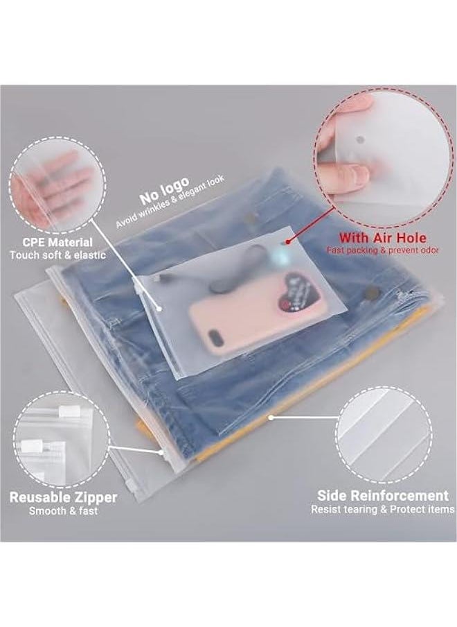 HOOKOR Clothes Packaging Bags for Shipping, 50 Count 10x13 inch Frosted Zipper Plastic Bags for Clothing, Thick Plastic Apparel Bag for Packaging T-Shirt, Shirt, with Vent Holes Storage Bag  - Image 2