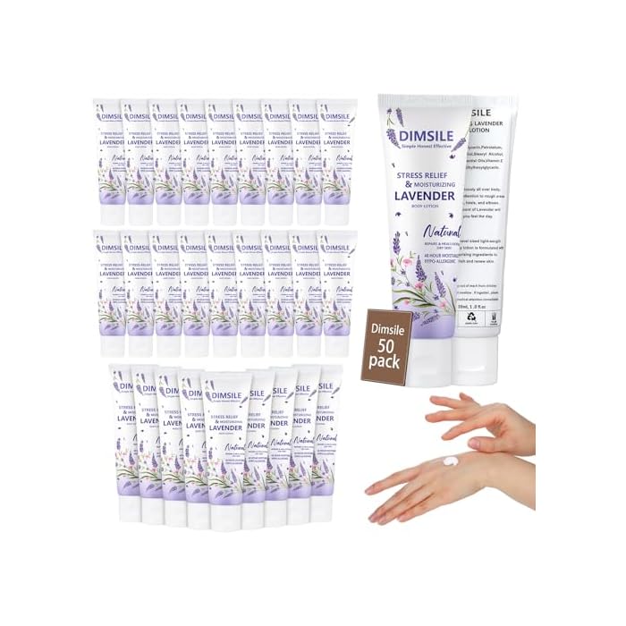 50 Pack Lavender Travel Size Body Lotion 1 oz Dry Skin Moisturizer with Flip Cap for Extra Dry Skin, for Inns and Hotels, Airlines, Offices, Gyms and More