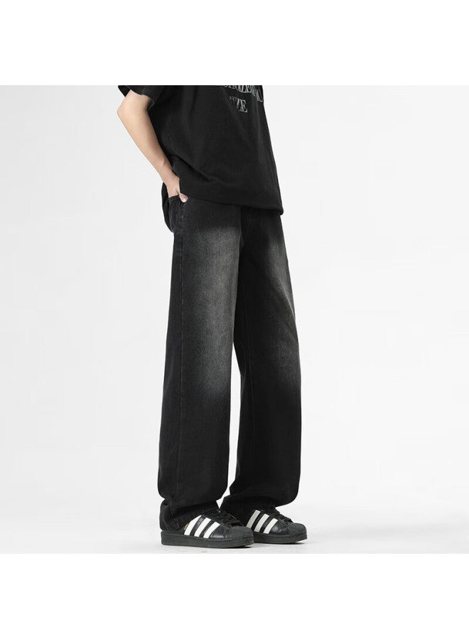 Izexx Men's Summer Comfortable All-match Straight Wide-leg Casual Loose-fit Jeans Iz016 Black Gray 2XL - Image 2