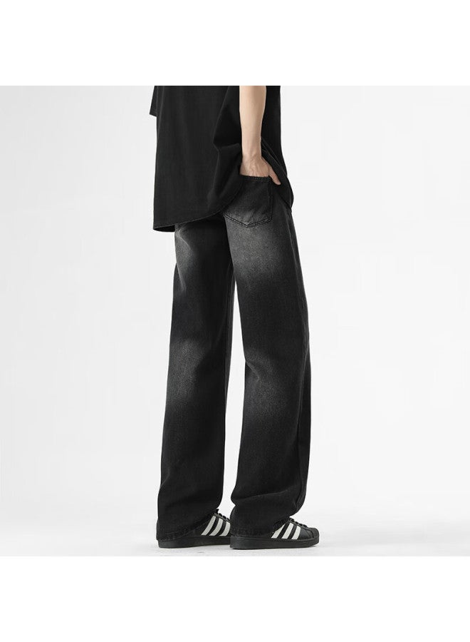 Izexx Men's Summer Comfortable All-match Straight Wide-leg Casual Loose-fit Jeans Iz016 Black Gray 2XL - Image 4