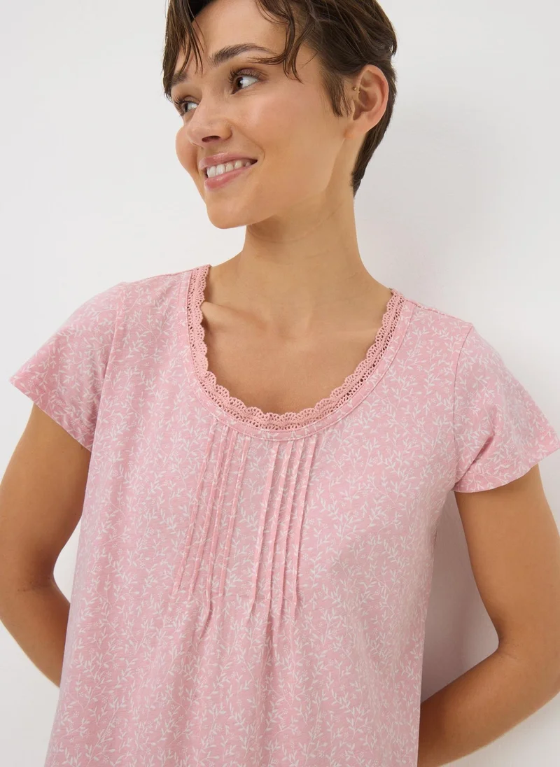 Matalan Pink Leaf Lace Nightie