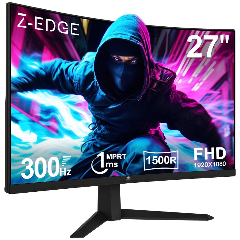 Z Z-Edge شاشة الألعاب المنحنية Z-Edge 27'' 300Hz (DP1.4 * 2)، 1ms، FHD، FreeSync، 240Hz (HDMI2.0 * 2)، 16:9 شاشة LED للألعاب، قابل للتعديل، 1500R VA، 4000:1، VESA 100 * 100mm (كابل DP متضمن) - Image 1