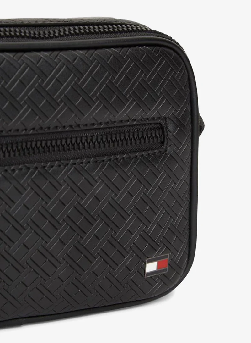 Tommy Hilfiger Black Embossed Flag Modular Crossbody Bag for Men | Best Price UAE