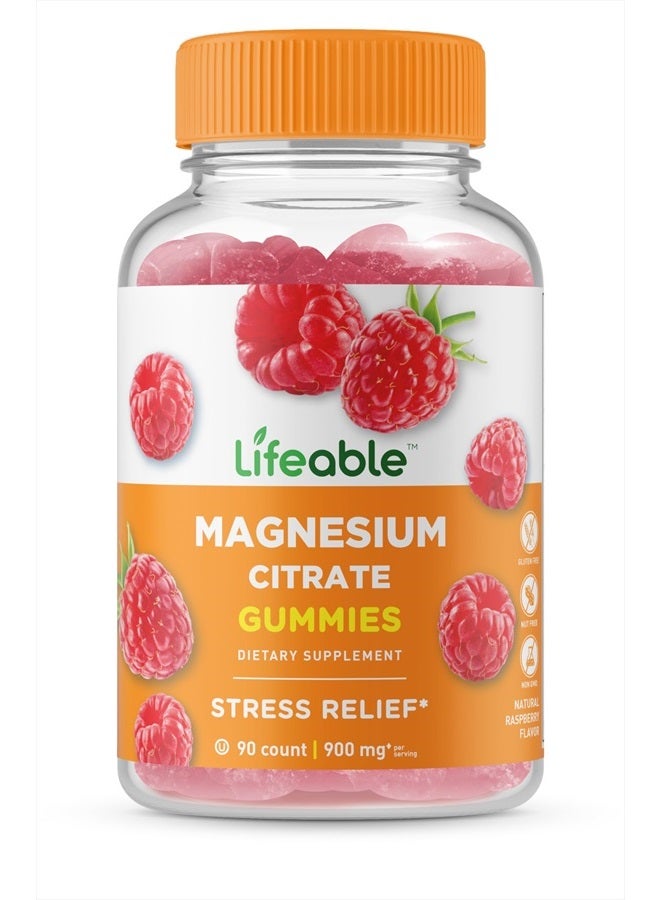 Lifeable Magnesium Gummies for Adults | 900mg | Great Tasting Gummy for Muscle Function and Relaxation Support | Non-GMO Magnesium Citrate Gummies | Stress Relief Support | 90 ct Lifeable - Image 1