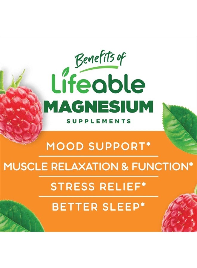 Lifeable Magnesium Gummies for Adults | 900mg | Great Tasting Gummy for Muscle Function and Relaxation Support | Non-GMO Magnesium Citrate Gummies | Stress Relief Support | 90 ct Lifeable - Image 3