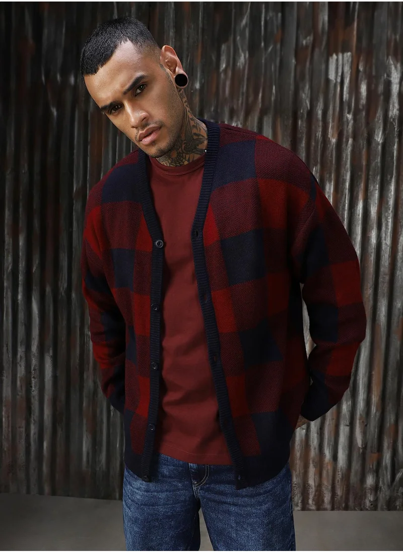 هاي ستار Men's Multicoloured 100% Acrylic Solid Sweater
