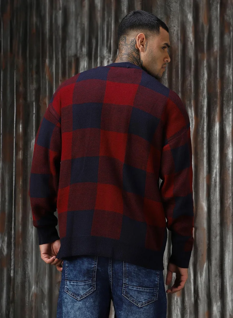 HIGH STAR Men's Multicoloured 100% Acrylic Solid Sweater