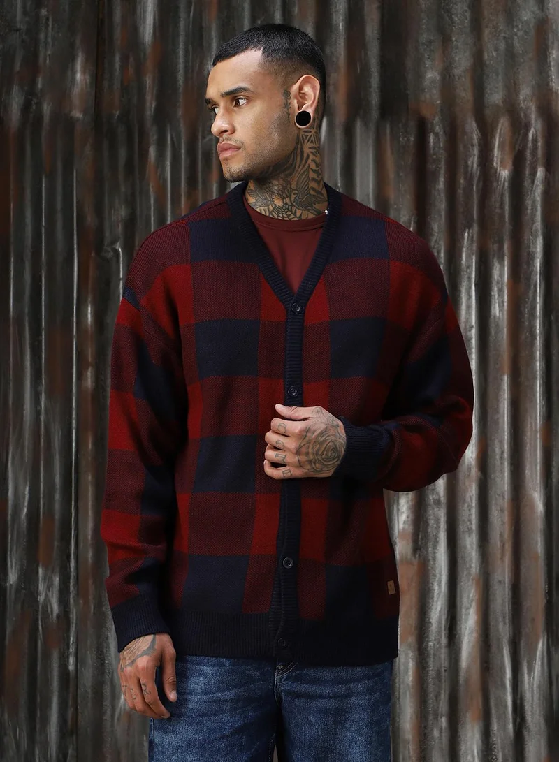 HIGH STAR Men's Multicoloured 100% Acrylic Solid Sweater