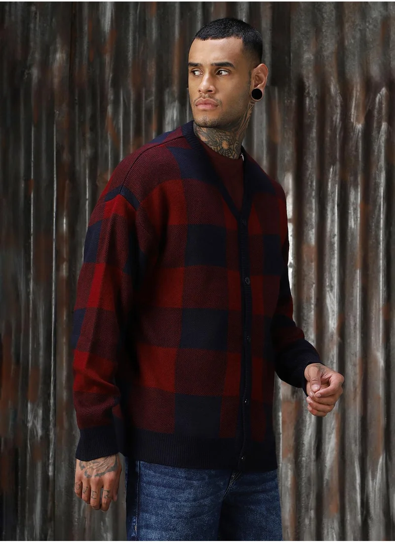 هاي ستار Men's Multicoloured 100% Acrylic Solid Sweater