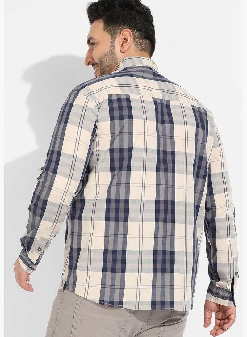 Instafab Plus Plaid Spread Collar Long Sleeve Shirt - Image 4