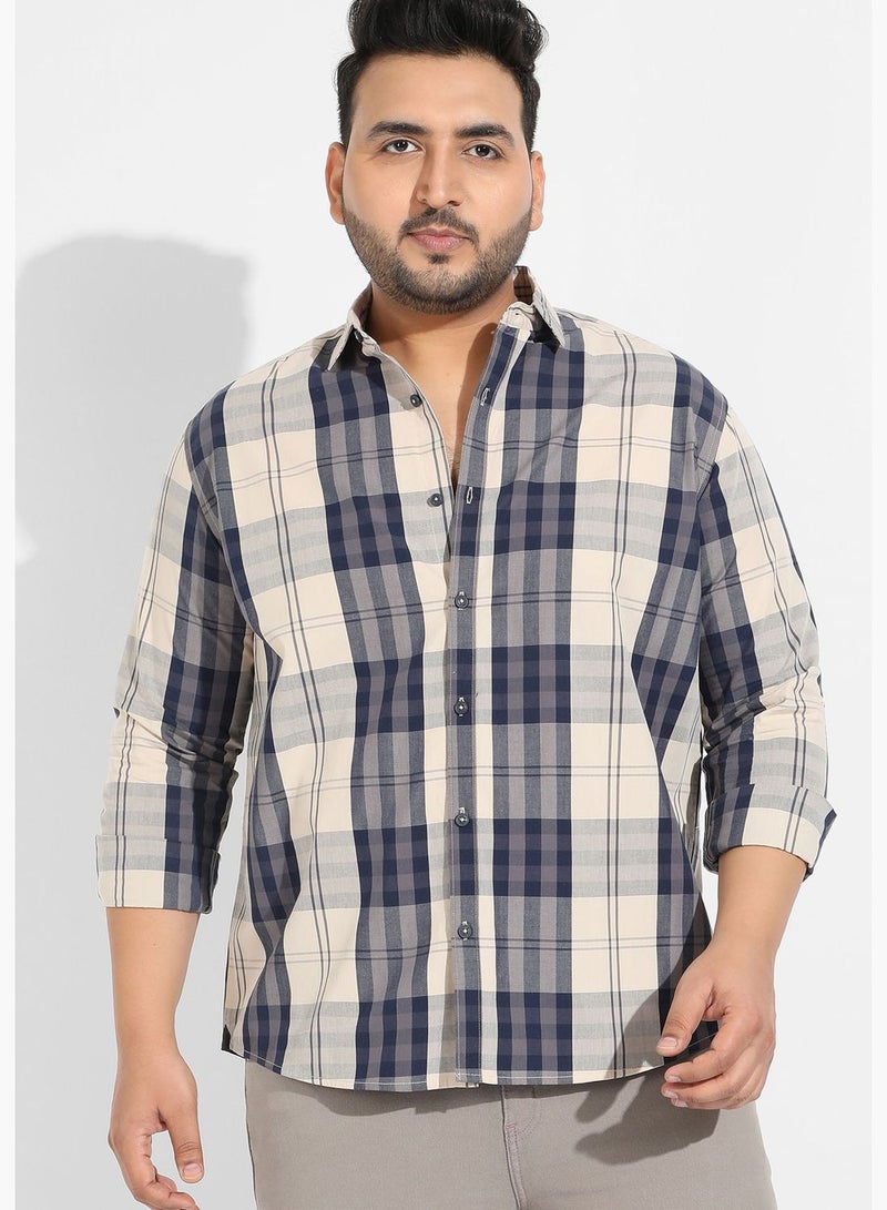 Instafab Plus Plaid Spread Collar Long Sleeve Shirt - Image 2