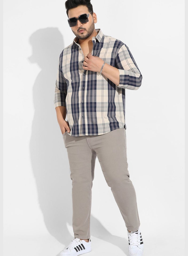 Instafab Plus Plaid Spread Collar Long Sleeve Shirt - Image 5