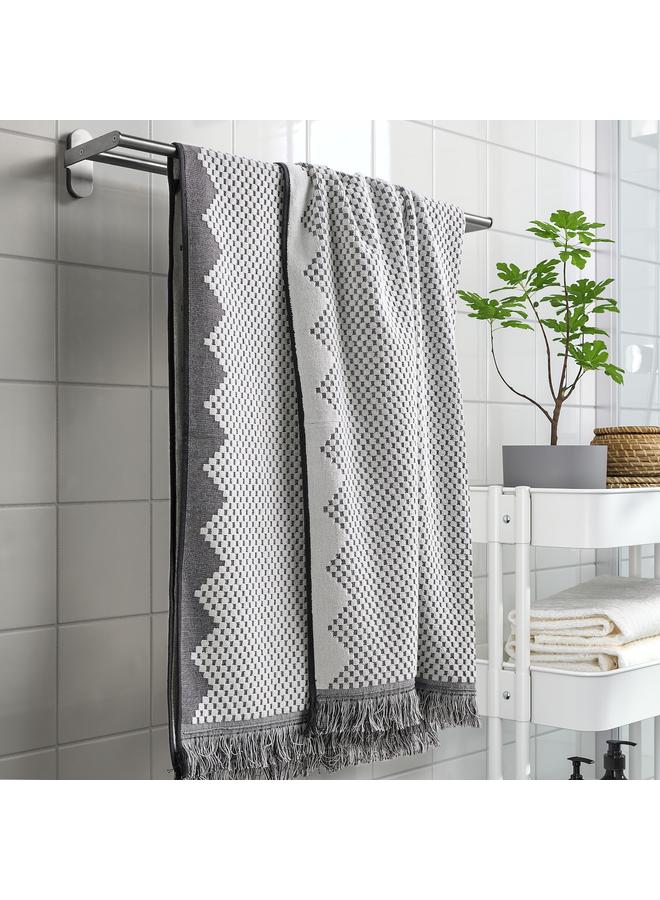 Bath sheet, white/grey, 100x150 cm  - Image 3