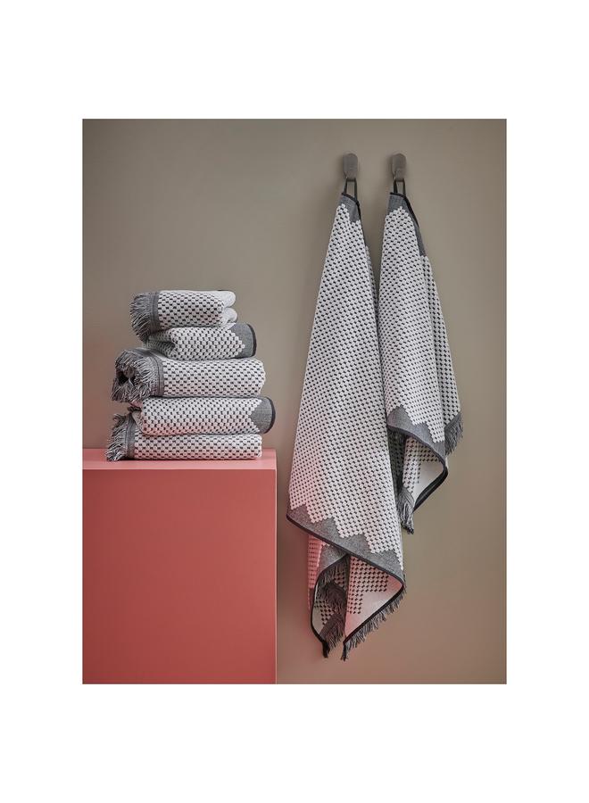 Bath sheet, white/grey, 100x150 cm  - Image 5