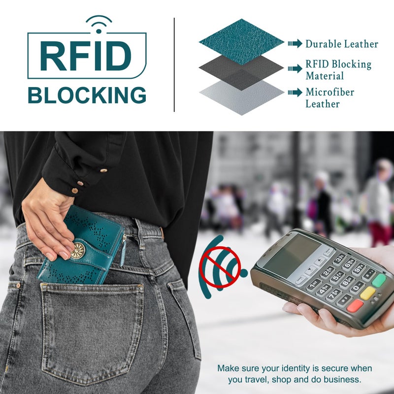 Tipmile Small Wallet for Women Bifold RFID Blocking Card Holder Leather Wallets with Zipper Coin Pocket - Image 3