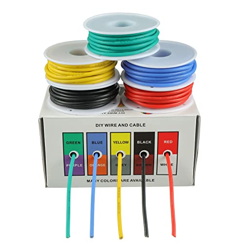 BOJACK 16 AWG Flexible Silicone Wire Electric Wire Hook up Wire Kit 300V Cables with Plus 20 φ4mm Heat Shrink Tubings and a Mini Wire Stripper(5 Colors 13.12Ft Each Color, 16AWG) - Image 1