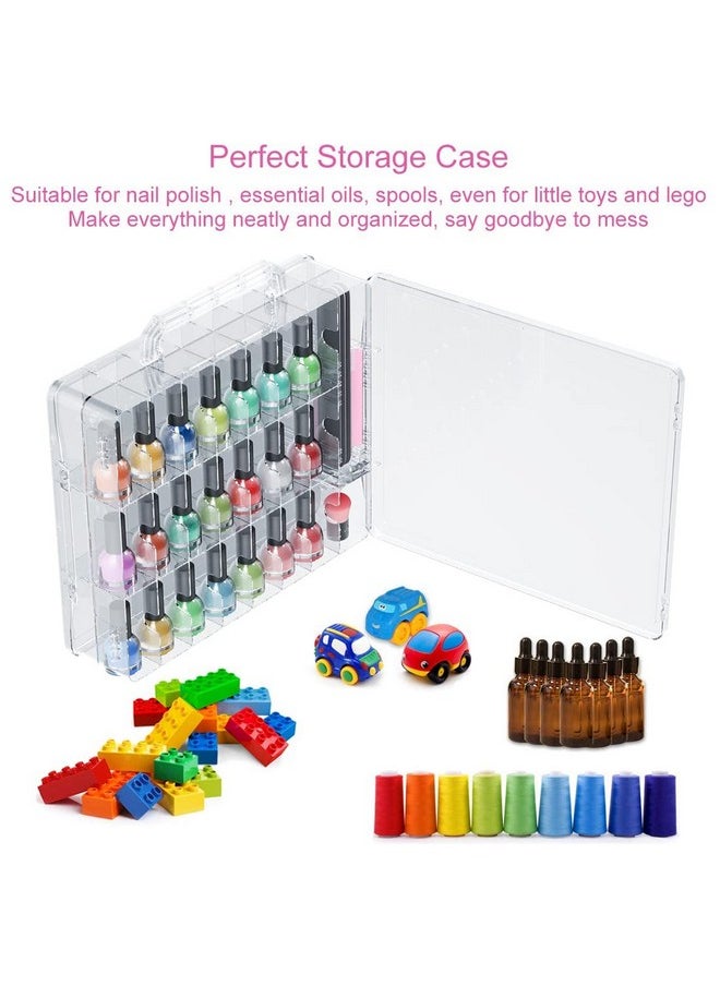 Jiasheng JIASHENG Nail Polish Organizer Case for 48 Bottles, Gel Nail Polish Storage Holder Double Side Adjustable Space Divider for Acrylic Nail Gel Dip Powder Tips Set with Two Toe Separator  - Image 2