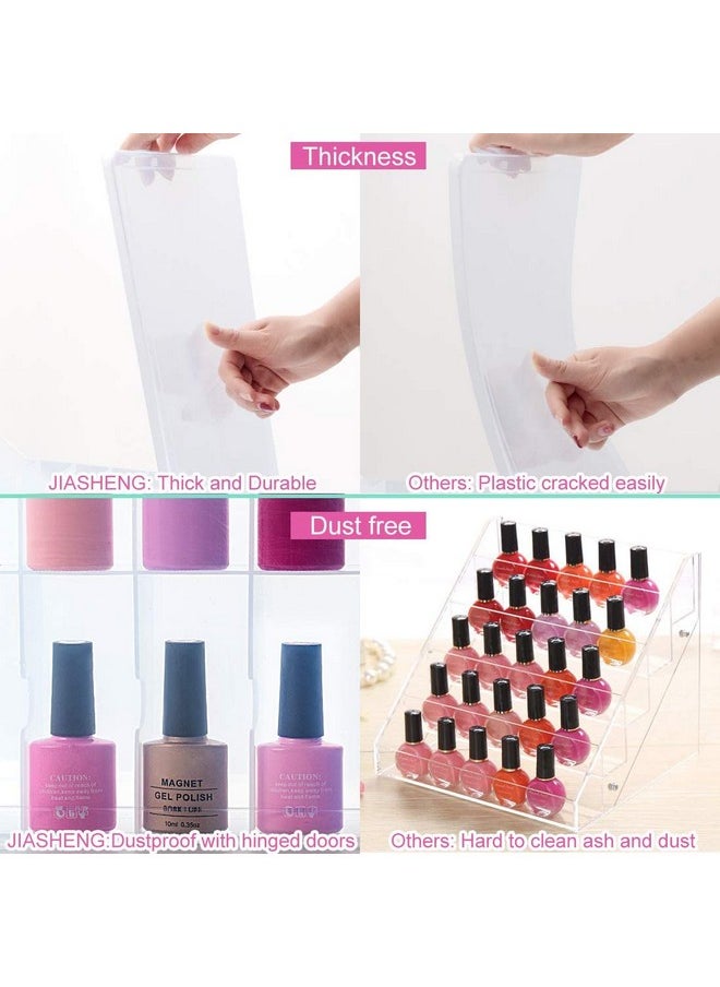 Jiasheng JIASHENG Nail Polish Organizer Case for 48 Bottles, Gel Nail Polish Storage Holder Double Side Adjustable Space Divider for Acrylic Nail Gel Dip Powder Tips Set with Two Toe Separator  - Image 3