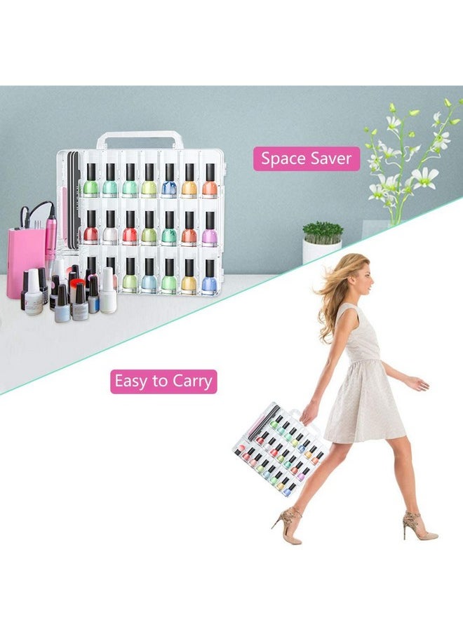 Jiasheng JIASHENG Nail Polish Organizer Case for 48 Bottles, Gel Nail Polish Storage Holder Double Side Adjustable Space Divider for Acrylic Nail Gel Dip Powder Tips Set with Two Toe Separator  - Image 5