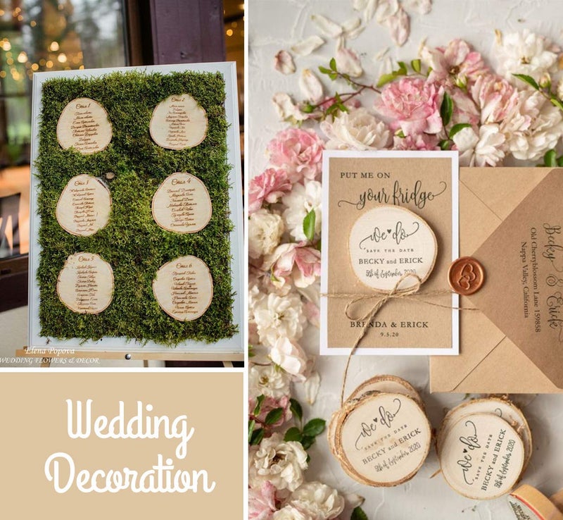 ilauke Wood Slices for Crafts 3.5''-4'' Unfinished Wood Crafts 16Pcs Natural Wood Rounds with Bark for Wedding Centerpieces Table Coasters Rustic Decoration - Craft Supplies - Image 5