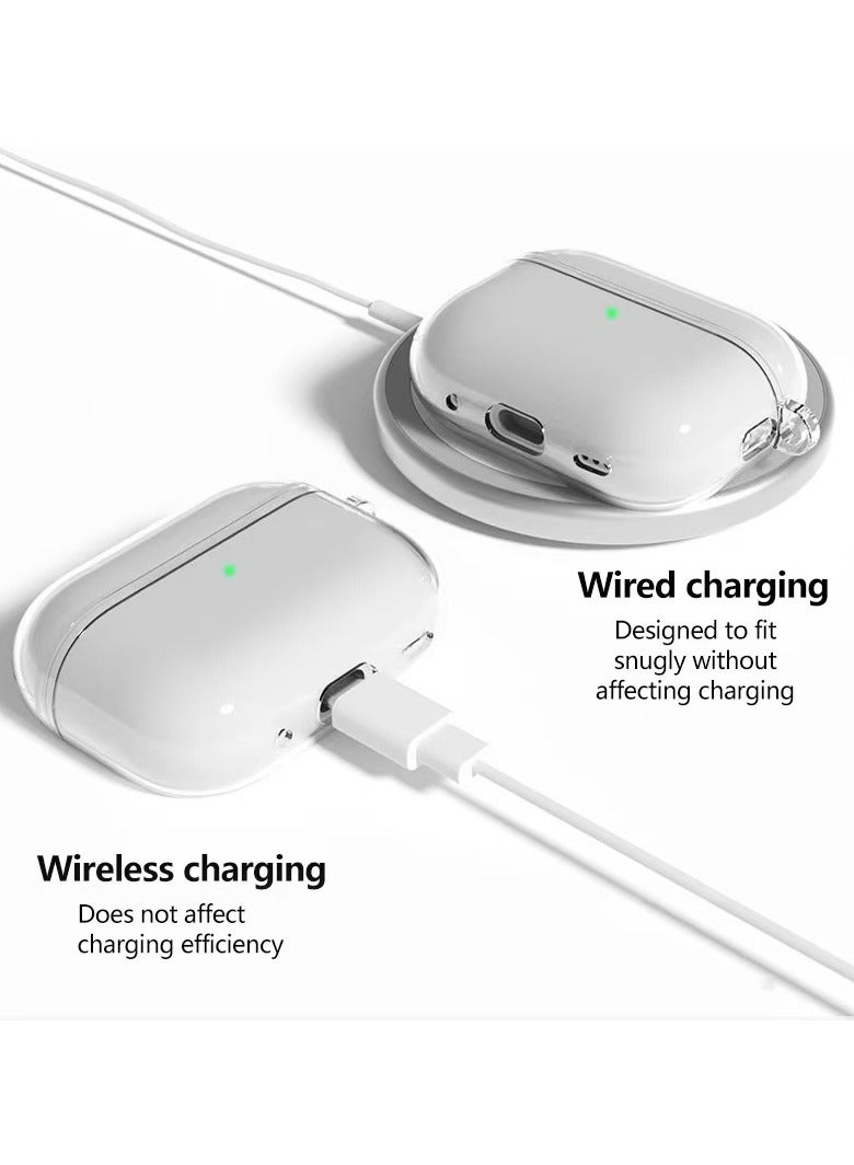 DKNG Transparent case for Apple AirPods pro 3 [2025] Carabiner included, reduced yellowing, wireless charging, shockproof, full protection Headphone case compatible with Apple AirPods pro 3 (transparent) - Image 2