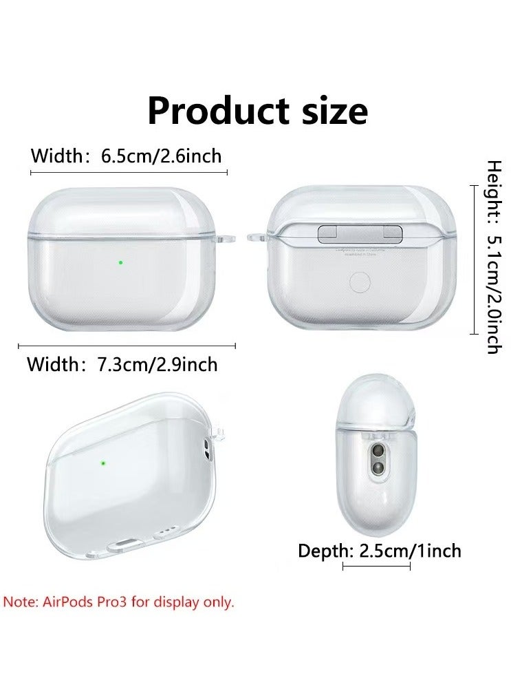 DKNG Transparent case for Apple AirPods pro 3 [2025] Carabiner included, reduced yellowing, wireless charging, shockproof, full protection Headphone case compatible with Apple AirPods pro 3 (transparent) - Image 4