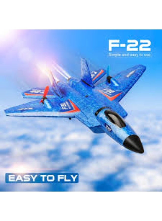 طائرة تحكم عن بعد لاسلكية، لعبة طائرة مقاتلة F22، طائرة تحكم عن بعد بتردد 2.4 جيجاهرتز وقناتين مزودة بأضواء وجيروسكوب سداسي المحاور، طائرة نفاثة رغوية للأطفال والكبار، سهلة الطيران، شحن USB، طيران ليلي - Image 2
