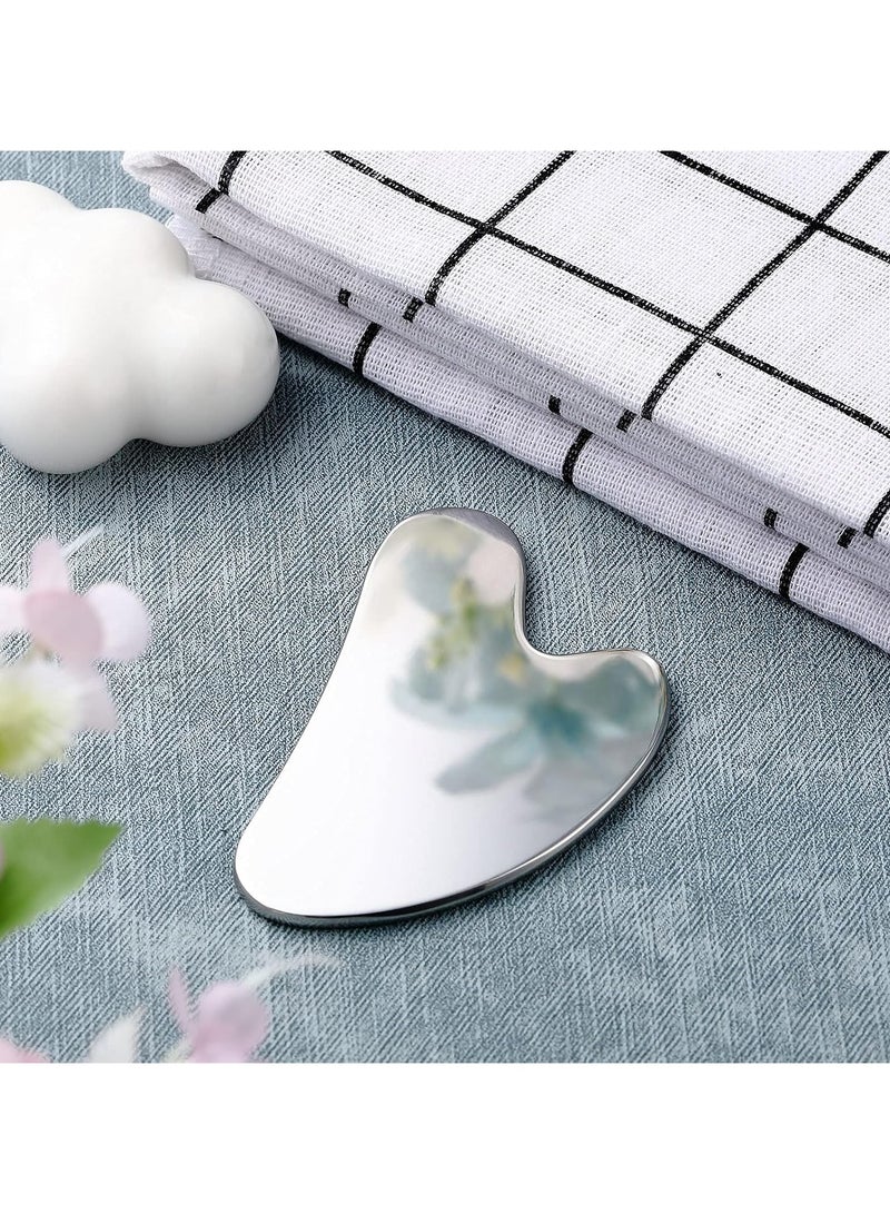 MARK STORE Gua Sha stone Stainless steel Facial Tools, Gua sha Tool Face silver for Jawline Sculpting and Puffiness Reducing, Gua Sha Massage Tool, Skin Care Gift  - Image 2