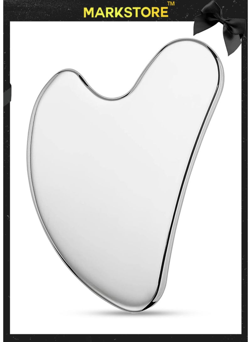 MARK STORE Gua Sha stone Stainless steel Facial Tools, Gua sha Tool Face silver for Jawline Sculpting and Puffiness Reducing, Gua Sha Massage Tool, Skin Care Gift - Image 1