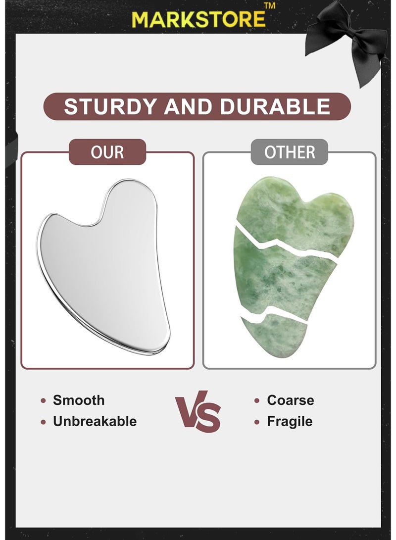 MARK STORE Gua Sha stone Stainless steel Facial Tools, Gua sha Tool Face silver for Jawline Sculpting and Puffiness Reducing, Gua Sha Massage Tool, Skin Care Gift - Image 5