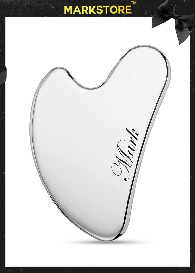MARK STORE Gua Sha stone Stainless steel Facial Tools, Gua sha Tool Face silver for Jawline Sculpting and Puffiness Reducing, Gua Sha Massage Tool, Skin Care Gift - Image 1