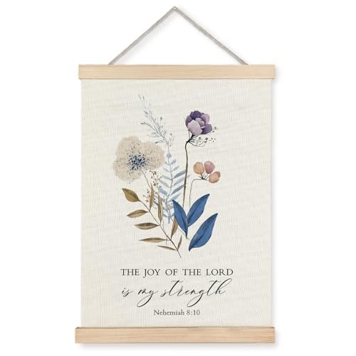 Supwhd Christian Wall Decor the Joy of the Lord is My Strength Bible Verses Wall Decor Scripture Wall Art for Bedroom Living Room Office 12x16 - Image 1