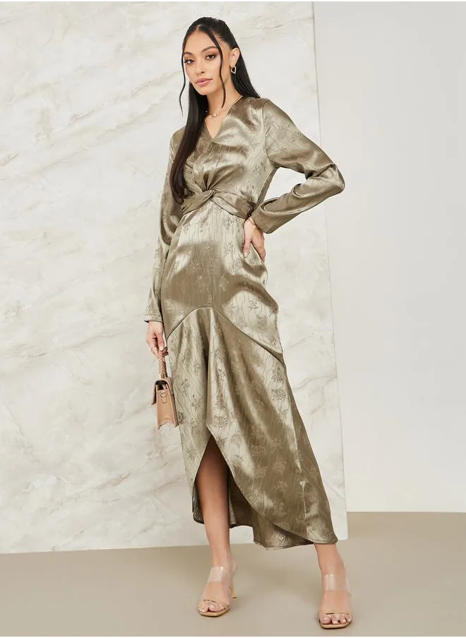 ستايلي Jacquard Asymmetric Hem Maxi Dress